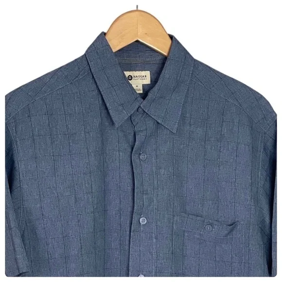 Mens Blue short Sleeve Button Down Shirt - Picture 6 of 7